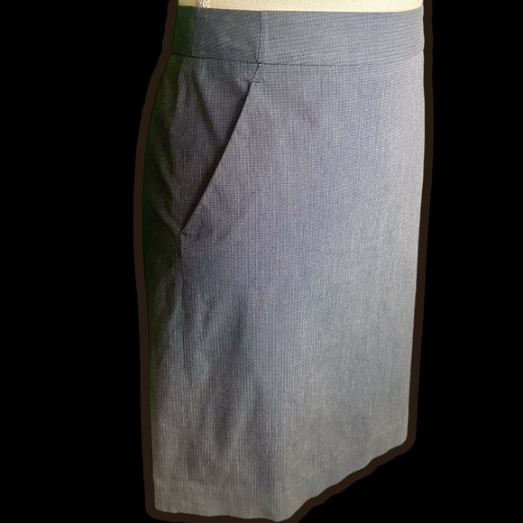 Theory Vintage ‘Lilous/Infinite’ Gray Micro Striped Pocketed Pencil Skirt Size 4 - Picture 10 of 14